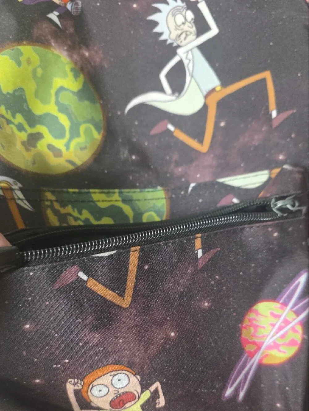 Bioworld Rick and Morty Graphic Backpack - Black with Purple Accents